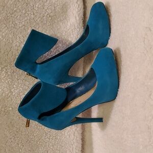 Jessica Simpson Ankle Cuff Suede Stiletto Heels ~ Peacock Blue